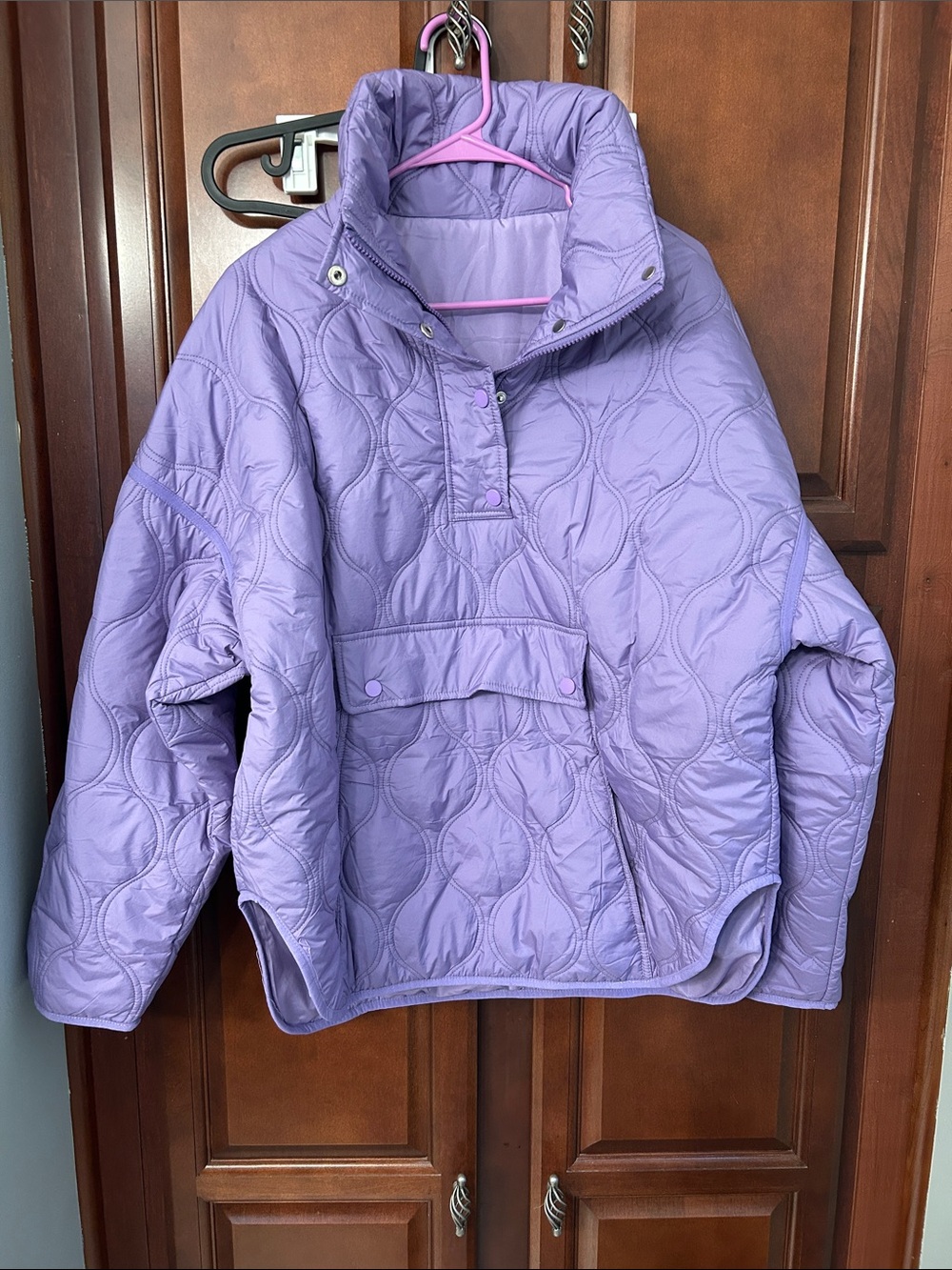 Adult Oversized Quilted Pullover Jacket - Lavender Large